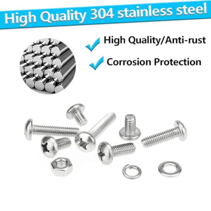 540pcs M3 Phillips Pan Head Machine Screws, Metric Screws Bolts Washers Nuts Kit, 304 Stainless Steel (M3 x 6mm / 8mm / 12mm / 16mm / 20mm / 25mm / 30mm) - size: M3, style: Phillips Pan Head