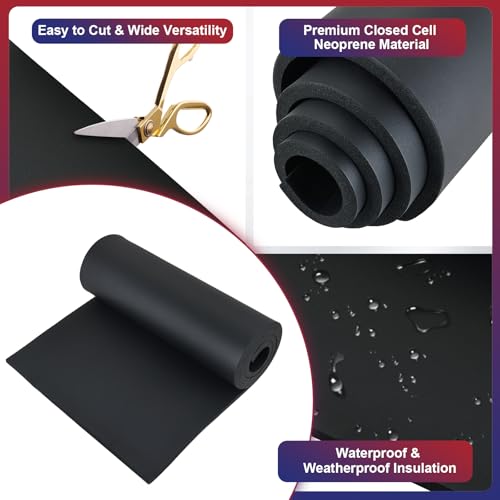 NYXOVA Neoprene Sponge Foam Sheet Roll, Closed Cell Foam Rubber Padding Without Adhesive, Soundproof Insulation, Shock Absorption for DIY, Gaskets, Crafts (1/2" x 17" x 60") - size: 1/2" x 17" x 60"