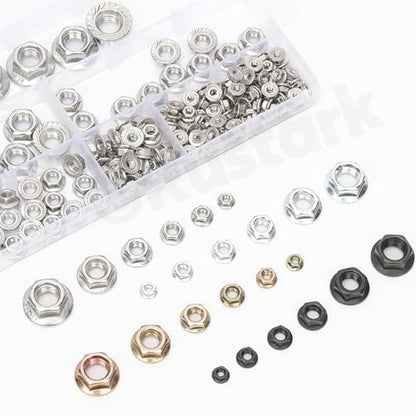 150Pcs 6 Sizes 304 Stainless Steel Serrated Flange Nuts Assortment Kit Metric Hexagon Flange Lock Nuts Serrated Hex Lock Nuts for Machinery Industry Home Improvement - style: 304 stainless-silver