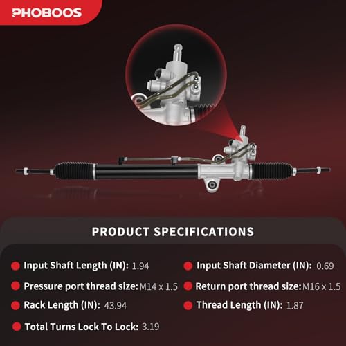 PHOBOOS Hydraulic Power Steering Rack and Pinion Fit for Honda Pilot - size: 26-2719
