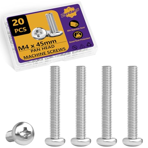 20Pcs M4x45mm Phillips Pan Head Machine Screws Kit 304 SS for DIY - size: M4x45mm
