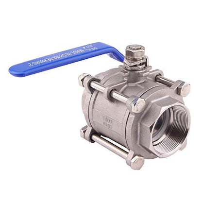 DERNORD Ball Valve 2 Inch NPT Threaded - Stainless Steel 304 Female 3 Piece Full Port (2" NPT Female) - size: 2" NPT Female