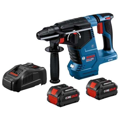 Bosch GBH18V-24CK24 18V Brushless Connected SDS-plus® Bulldog™ 1 In. Rotary Hammer with (2) CORE18V® 8 Ah High Power Batteries - style: Industrial