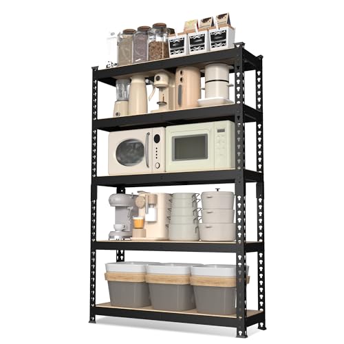 WORKPRO Shelving with MDF Board, 27-2/5"W x 11-7/10"D x 60" H, 1650LBS Load - color: Black, size: 27.4"W x 11.7"D x 60"H
