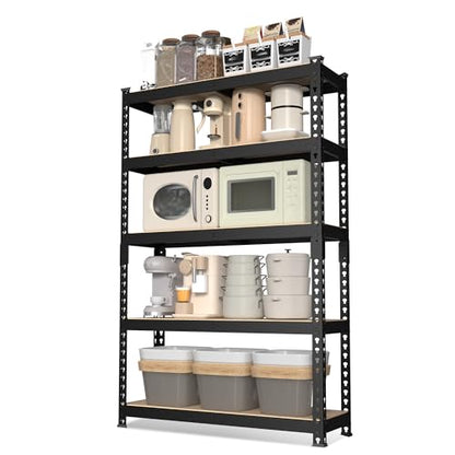 WORKPRO Shelving with MDF Board, 27-2/5"W x 11-7/10"D x 60" H, 1650LBS Load - color: Black, size: 27.4"W x 11.7"D x 60"H
