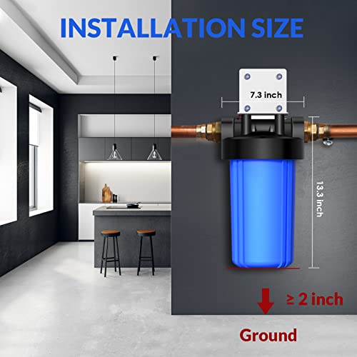 SimPure DB10P 10" *4.5" Whole House Sediment Water Filter Housing - size: 1 Count (Pack of 1), style: System (10 Inch x 4.5 Inch)