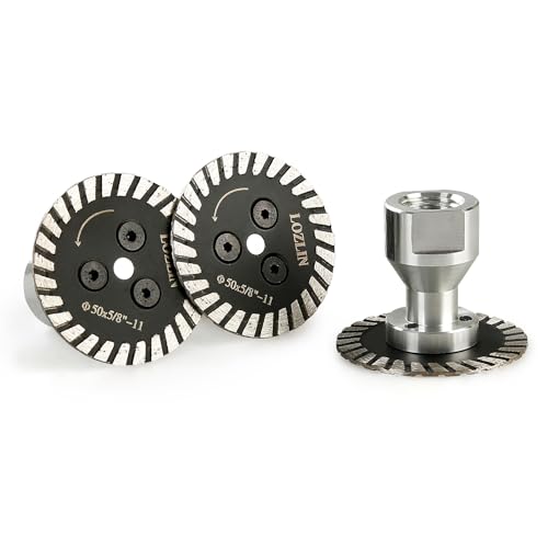 LOZLIN 50mm Diamond Saw Blade 5/8-11 Thread, Turbo Rim Cutting Disc for Granite Marble Concrete Stone, Compact Engraving Wheel for Angle Grinder Rotary Tool Power Drill