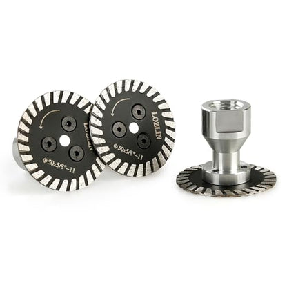 LOZLIN 50mm Diamond Saw Blade 5/8-11 Thread, Turbo Rim Cutting Disc for Granite Marble Concrete Stone, Compact Engraving Wheel for Angle Grinder Rotary Tool Power Drill