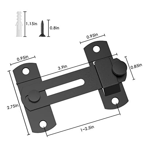 L'aimefois 180 Degree Flip Sliding Barn Door Lock for Privacy (2pcs - color: Black
