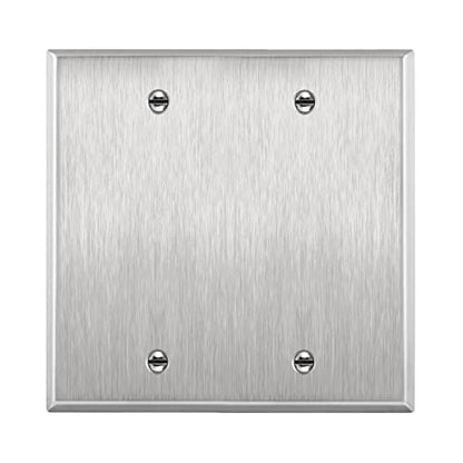 ENERLITES Double Blank Metal Wall Plate, for Unused Holes, 2-Gang Silver - color: Stainless Steel, size: 2 Gang - Standard