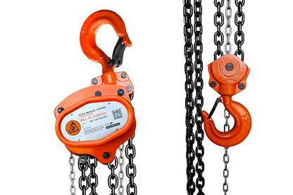 GORILA Hand Chain Hoist 6600LBS 10FT (3 Ton 3 Meters) with 2 Heavy Duty Hooks and Forged Locks | Safety Factor 4:1 | Since 1989 - size: 6600lbs - 10ft / 3t - 3m