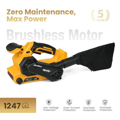 Upgraded Brushless Belt Sander Compatible with Dewalt 20V Battery - color: Yellow