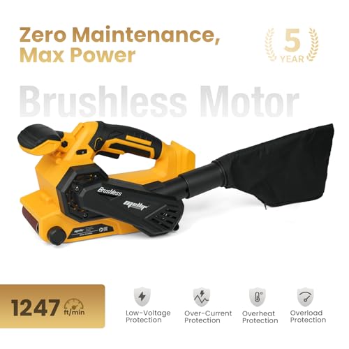 Upgraded Brushless Belt Sander Compatible with Dewalt 20V Battery - color: Yellow