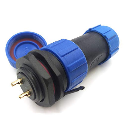 SP21 2Pin-12Pin Panel Mount Waterproof Aviation Connector Plug and Socket IP67,LED Electrical Power Cable Wire Connector (2Pin) - size: 2Pin