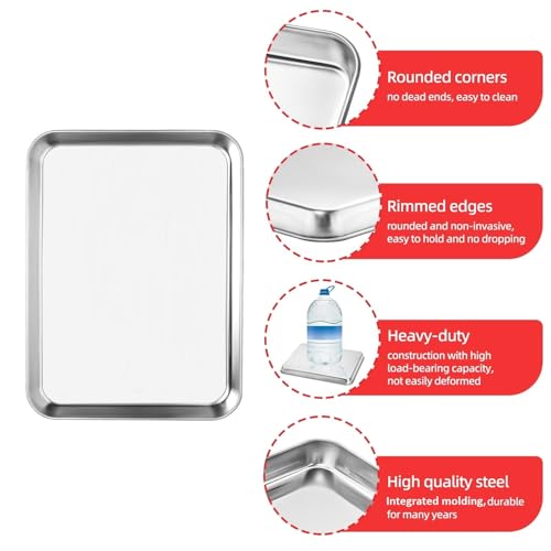 Baking Sheet, Stainless Steel Cookie Sheet Baking Pan Tray for Toaster Oven Size 9 x 7 x 1 Inch, Non Toxic & Healthy, Mirror Finish & Easy Clean, Dishwasher Safe - size: 9inch