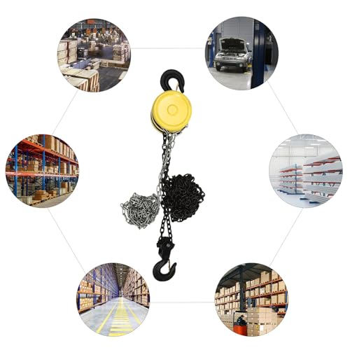 Manual Lever Chain Hoist, 2 Ton 4409Lbs 10 Ft Load Chain Manual Chain Hoist, 2 Heavy-Duty Hooks Hand Chain Hoist for Most Industrial Fields, Yellow - style: Yellow