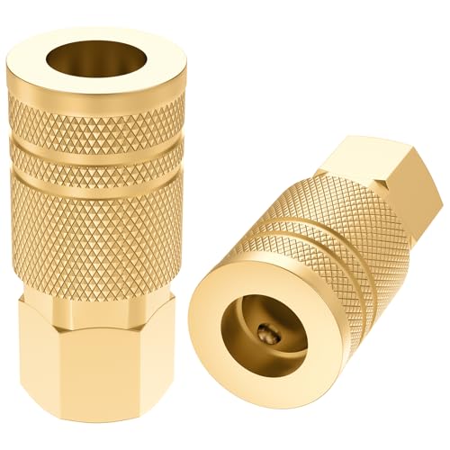 1/4 Inch Brass Female Industrial Coupler, 1/4" NPT Air Hose Fittings, 2PCS - size: Female 1/4" 2 pcs