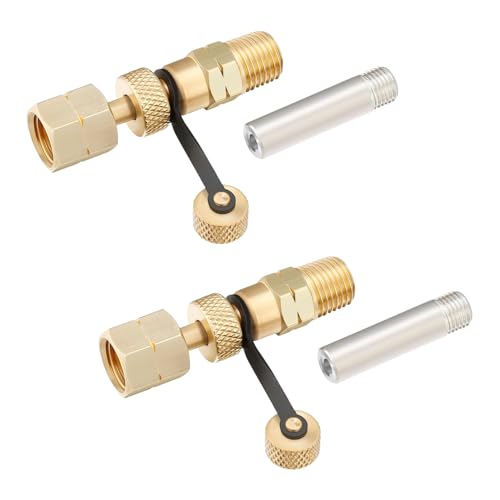 MEASUREMAN Brass Gauge Adaptor 1/4NPT Female，2-1/2 OAL x 1-2/5" x 1/8" Probe with Stainless Steel Sheath，Pressure Gauge Fitting kit (2Pack) - size: 1/4 NPT Female(2 Pack)