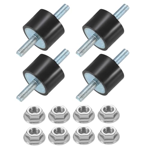 uxcell 4Pcs M5 x 15mm Rubber Mounts, 15 x 20mm Cylindrical Anti Vibration Isolator Studs Shock Absorber Double Studs with Nuts for Car Bobbin Generator Air Compressors - size: M5 x 15mm, 15 x 20mm