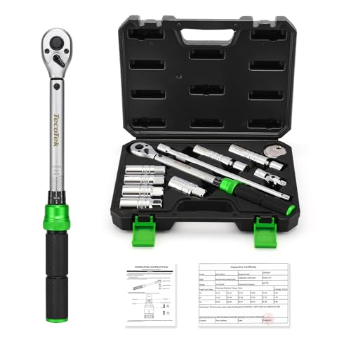 TecoTek 11Pcs 3/8" Drive Spark Plug Socket Set with Click Torque Wrench, Spark Plug Gapper, Universal Joint, Extension Bar, 9/16", 5/8", 3/4", 13/16", 14, 16 and 18mm, CR-V Sockets with Rubber Rings - size: 11PCS Spark Plug Socket Set with Torque Wrench