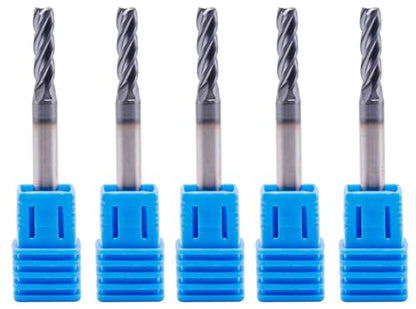 BestParts 5Pcs 5/32" 4 Flute Solid Carbide Square End Mill, AlTiN Coated - size: 5/32 in