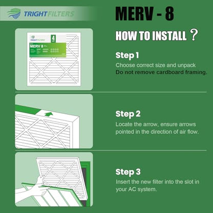 TRIGHTFILTERS 14x20x1 Air Filter 4 Pack, MERV 8 Pleated HVAC Furnace Filter - size: 14x20x1