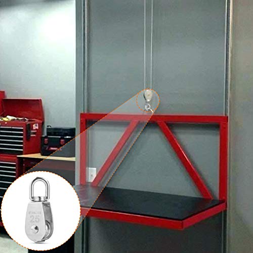 M25 Single Pulley Block Loading 550lbs, CBTONE 10 Pack 304 Stainless Steel Wire Rope Single Roller 25mm Lifting Crane Swivel Hook