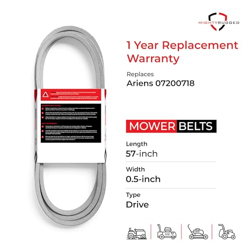 07200718 Drive Belt Replacement for Ariens, Length 57", Heavy-Duty, Durable, Aramid Cord Belt Fits Ariens IKON XD 52 & 60, IKON X 42 & 52, ZTX 42, ZTX 52, CARB - size: 57" x 1/2"