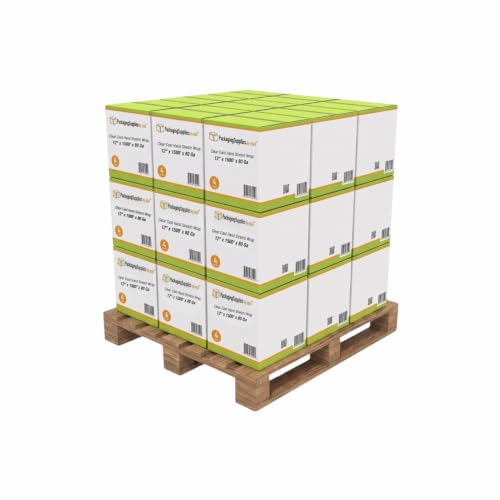 PSBM Stretch Wrap, 256 Rolls 12 Inch x 1500 Feet 80 Gauge Heavy Duty up to 800% Ultimate Stretch Clear Plastic Wrap Industrial Strength Shrink Film for Moving, Packing & Shipping - size: 256 Pack, style: 80 Gauge