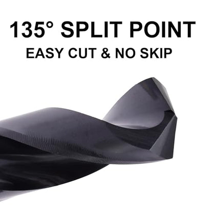 9/16 Drill Bit for Metal and Hardened Steel, M35 Cobalt 1/2 Inch Reduced Shank Industrial Grade Heavy Duty Drill Bit, with Index Storage Case - size: 9/16 in
