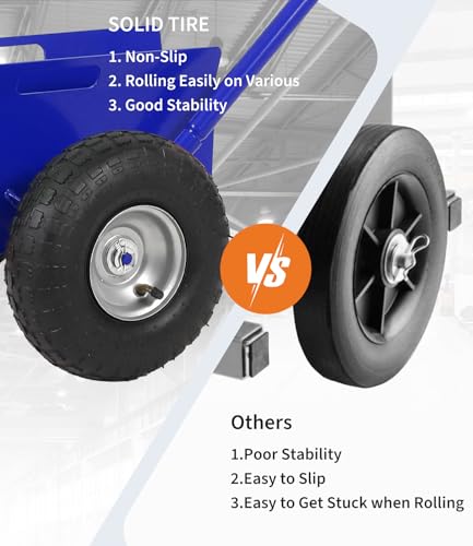 Garvee Panel Dolly with Extended Handle, 660 LBS Capacity, Heavy Duty Drywall Cart with 10" Solid Rubber Wheels, Panel Cart for Sheetrock Plywood & Doors Transport - color: Blue | 2 Pack