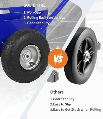 Garvee Panel Dolly with Extended Handle, 660 LBS Capacity, Heavy Duty Drywall Cart with 10" Solid Rubber Wheels, Panel Cart for Sheetrock Plywood & Doors Transport - color: Blue | 2 Pack