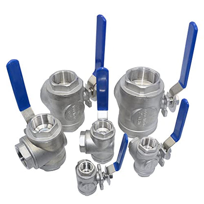3/4" NPT Female T-Type Ball Valve with Heavy Duty Blue Vinyl Insulation Handle, 3-Way, 316 Stainless Steel,WOG1000 (3/4") - size: 0.75 Inch