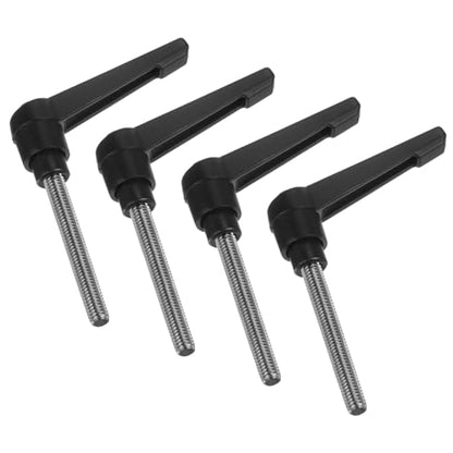 uxcell 4pcs Clamping Lever Handles, M6 x 50mm 304 Stainless Steel Threaded Male Stud, Adjustable Handles Locking Quick Release Ratchet Push Button Bolt Knobs, Black - size: M6 x 50mm