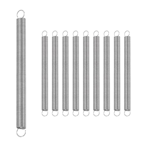 uxcell 10Pcs Stainless Steel Extension Spring Dual Hook 0.6mmWD, 6x80mmODxL - size: 0.6mm Wire,6mmx80mm(ODxL)