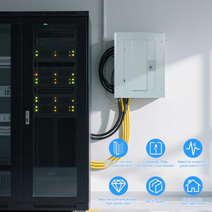 THQL Circuit Breaker Panels, 12-Space, 125A Circuit Breaker Distribution Box, 120V/240V Circuit Breaker Electrical Enclosure,Indoor Main Lug Load Center - style: 12 SPACE
