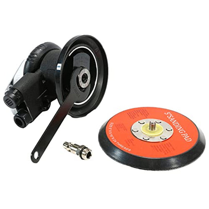 Professional Heavy Duty 5" Dual Action Random Orbit Air Sander, Orbital Pneumatic Palm Sander -Composite Design, Low Vibration - size: 5inch