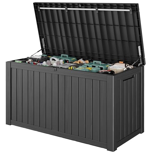 Outdoor Storage Waterproof Deck Box for Patio (160 Gallon, Black) - color: Black, size: 160 Gallon