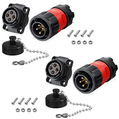 2 PCS 4 Pin Connector, Waterproof Industrial Solder Connector, Aviation Wire Connector for Automotive, Power, Marine, and Other Indoor/Outdoor Electrical Connections - style: 4 PIN, 2PCS