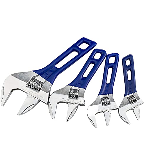 Wide Opening Stubby Adjustable Wrench Spanner with Short Handle 4 inch Chrome Vanadium Steel Forged - size: 4"