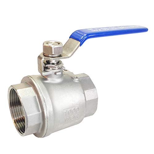 1-1/2" Female Ball Valve NPT Thread 316 Stainless Steel Full Port Ball Valve WOG1000 US Stock - size: 1-1/2 inch