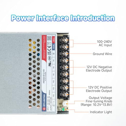 BTF-LIGHTING Power Supply DC12V 350W UL Recognized Component for LED Strip - size: 12V350W