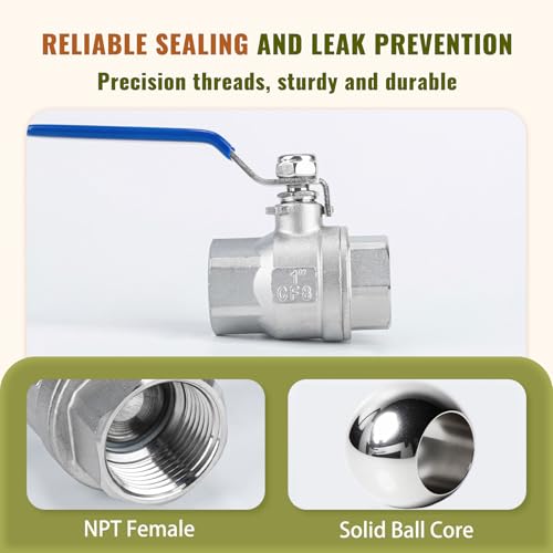 1-1/2 inch Ball Valve 2 Pack Full Port Female NPT Thread Shut Off Valve - size: 1-1/2 Inch