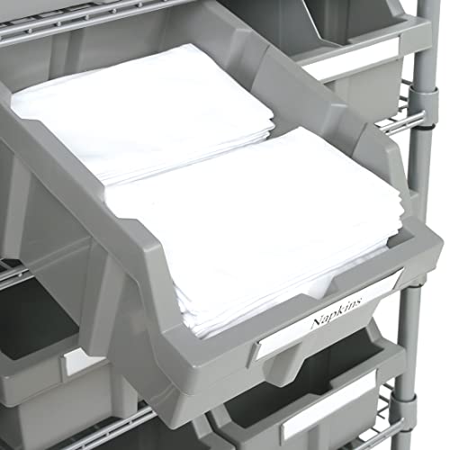 7-Tier NSF 12-Bin Steel Wire Shelving Rack, 25"W x 14"D x 56"H, Gray - color: Gray, size: Includes 12 Bins