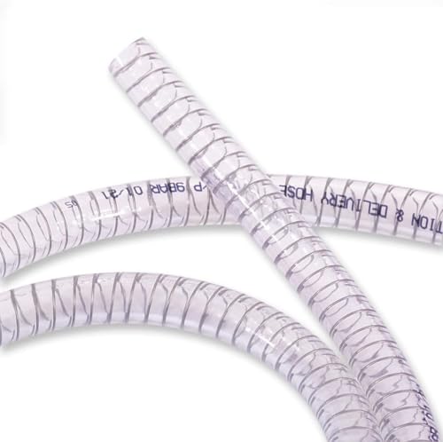 DAVCO Wire Reinforced Suction Hose 1 1/2" ID 5 ft Clear Flexible PVC Pipe - size: 1-1/2"ID, style: 5 Feet