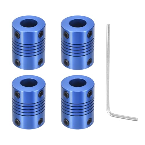 Flexible Shaft Coupling(8mm|10mm): 4 Pcs Blue Aluminum Alloy - color: Blue, size: 8mm x 10mm (19mm OD, 25mm L)
