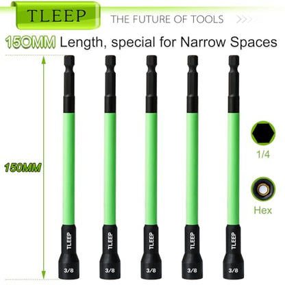 150mm 3/8" Magnetic Nut Driver Set for Impact Drill, 1/4" Hex Shank - size: H.3/8"