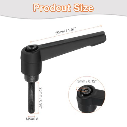 uxcell 2Pcs M5 x 25mm Adjustable Knobs Handle Male Thread Push Button Ratchet Quick Release Locking Rotating Bolt for Lathe Machinery, Black - size: M5 x 25mm