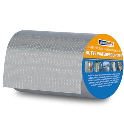 ADHES Butyl Tape Waterproof Tape, 8in x 16ft, Aluminum Foil Tape - color: Silver, size: 8 inches x 16 feet