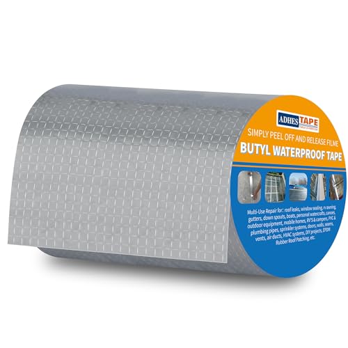 ADHES Butyl Tape Waterproof Tape, 8in x 16ft, Aluminum Foil Tape - color: Silver, size: 8 inches x 16 feet